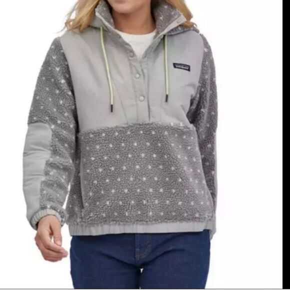 Patagonia Jackets & Blazers - Patagonia Shelled Retro X Sherpa Gray Polka-dot Pullover Hood Jacket Small